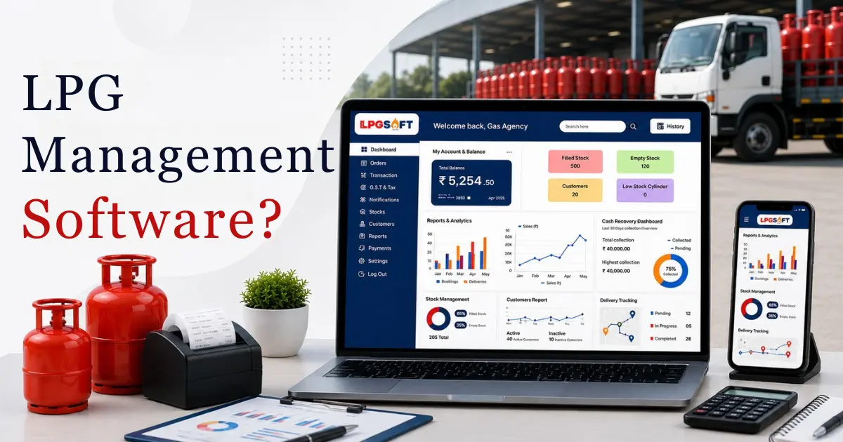 LPG management software dashboard for billing, inventory and cylinder tracking